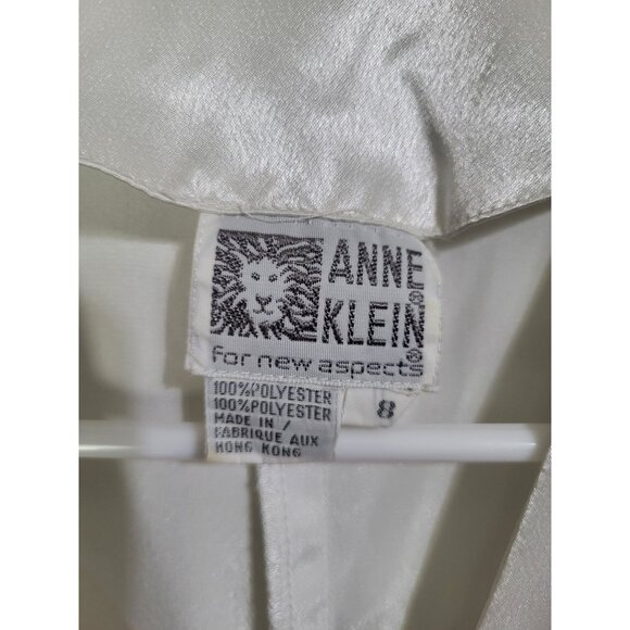 ANNE KLEIN VTG Womens SZ 8 Wrap Satin Applique Blouse Top Feminine White - Picture 5 of 11